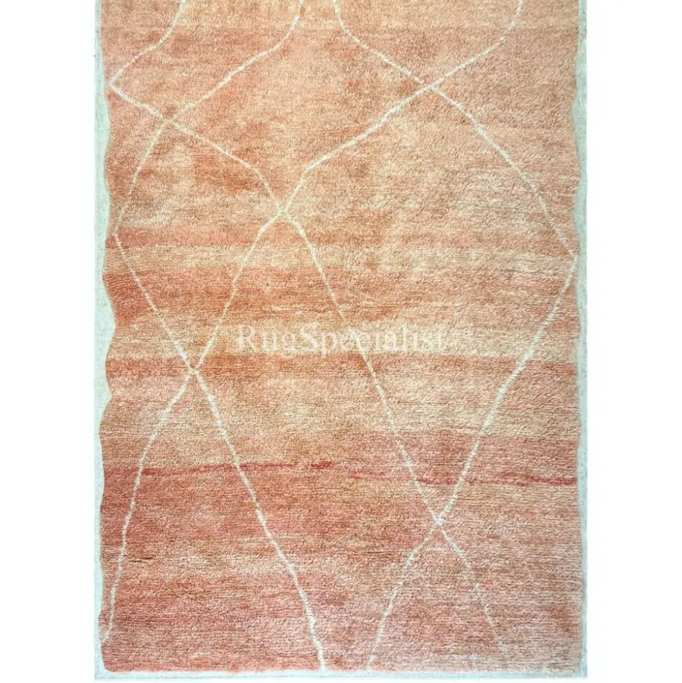 Tapis Tulu marocain contemporain noué à la main en rose doux, 100 % laine