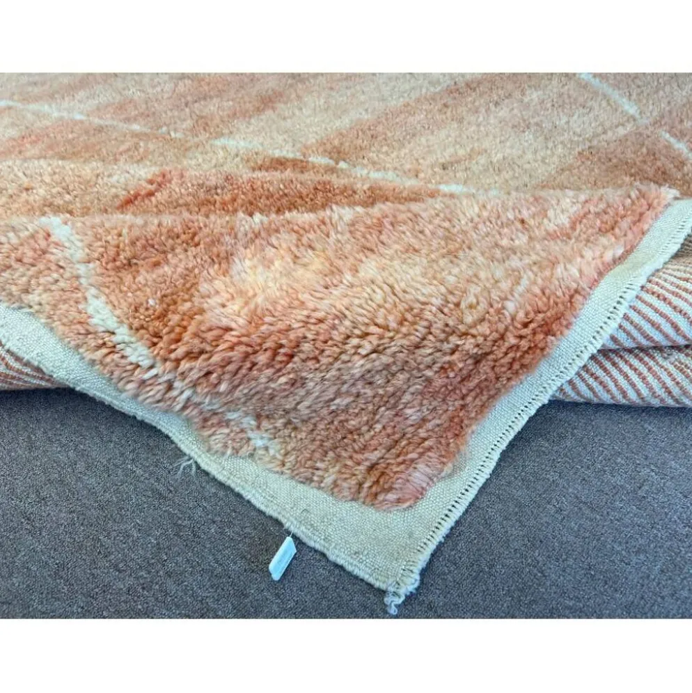 Tapis Tulu marocain contemporain noué à la main en rose doux, 100 % laine