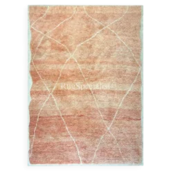 Tapis Tulu marocain contemporain noué à la main en rose doux, 100 % laine