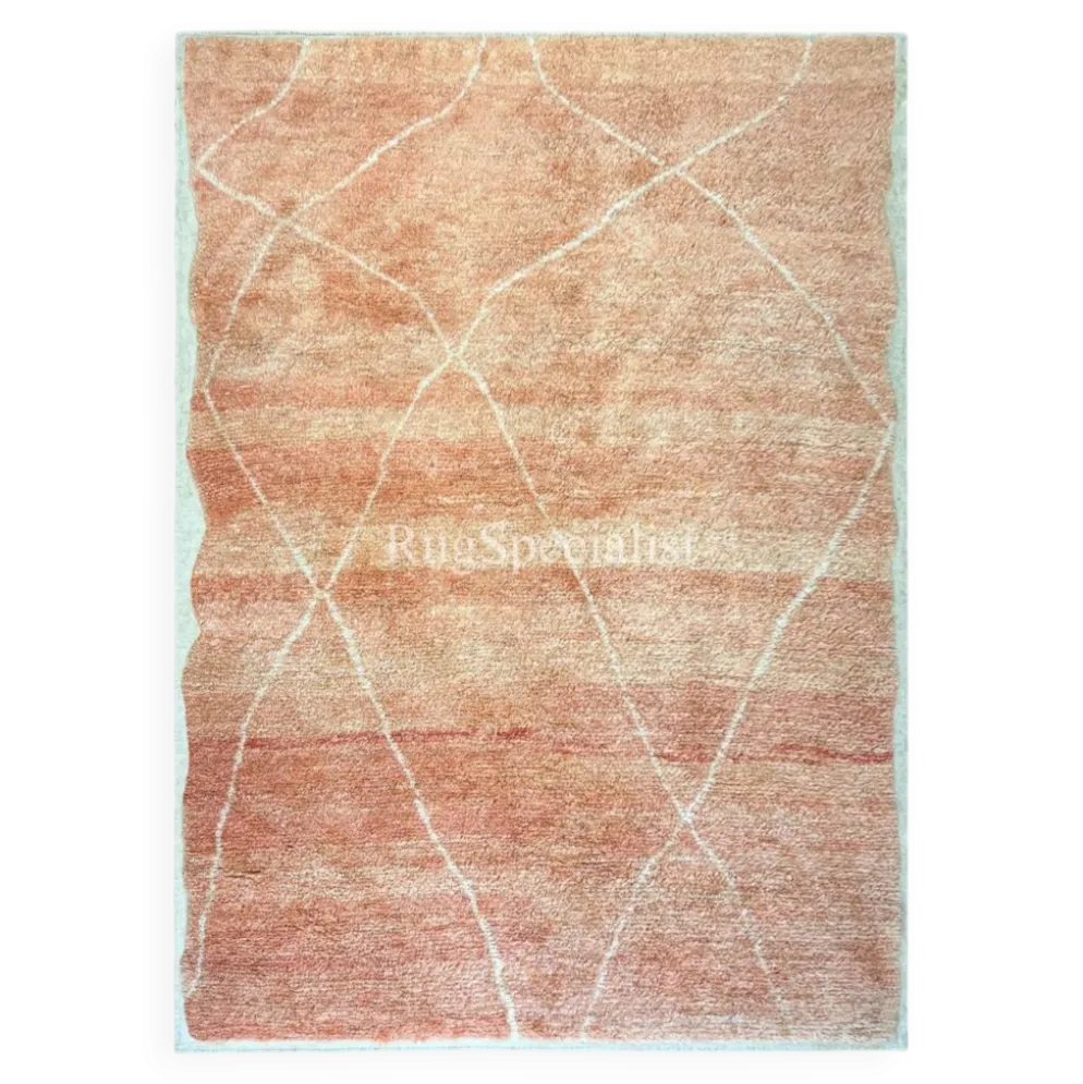 Tapis Tulu marocain contemporain noué à la main en rose doux, 100 % laine