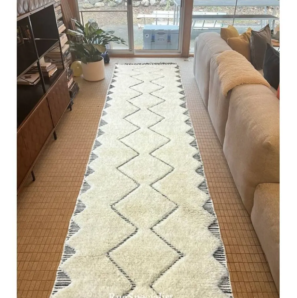 Tapis Tulu moderne noué à la main pour couloir, escalier et cuisine. Options personnalisées disponibles.