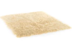 Tapis Tulu Turc Vintage en Laine Beige Poils Longs 200 x 162 cm