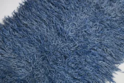 Tapis Tulu Vintage Bleu, Laine à Poils Longs, Style Shaggy, 115x301 Cm