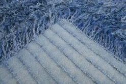 Tapis Tulu Vintage Bleu, Laine à Poils Longs, Style Shaggy, 115x301 Cm