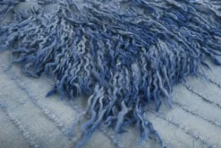 Tapis Tulu Vintage Bleu, Laine à Poils Longs, Style Shaggy, 115x301 Cm