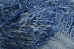 Tapis Tulu Vintage Bleu, Laine à Poils Longs, Style Shaggy, 115x301 Cm