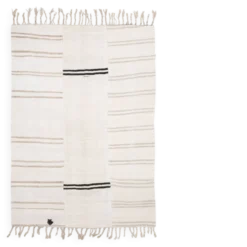 Tapis Turc Écru à Rayures, Style Scandinave, Salon et Chambre, 176x252Cm