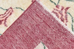 Tapis turc floral bordé de beige et bordeaux, tapis en laine neutre, 194x290 cm