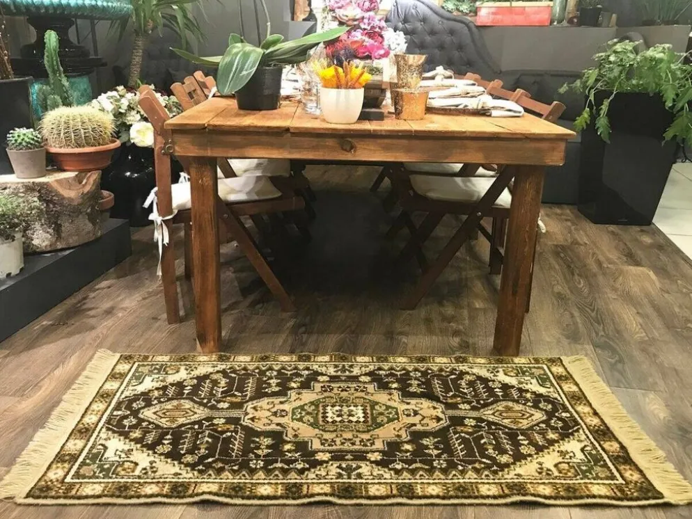 Tapis turc vintage avec design de médaillon