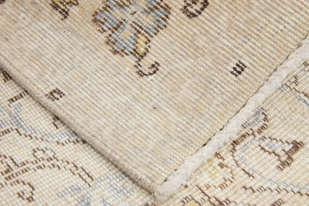 Tapis turc vintage beige, motif floral, tapis de salon classique, 170x275 cm