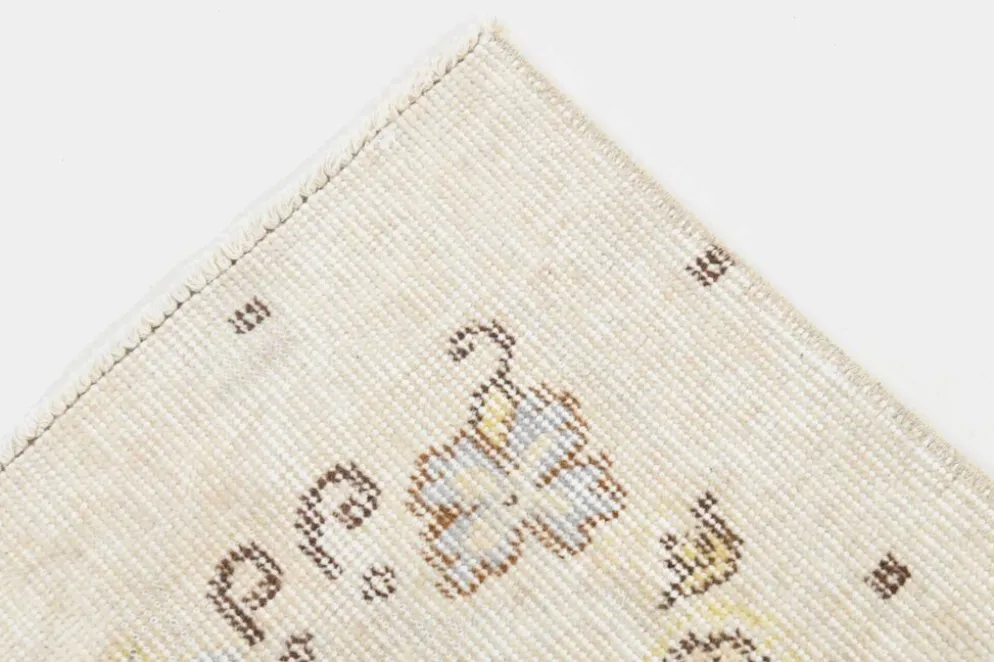 Tapis turc vintage beige, motif floral, tapis de salon classique, 170x275 cm