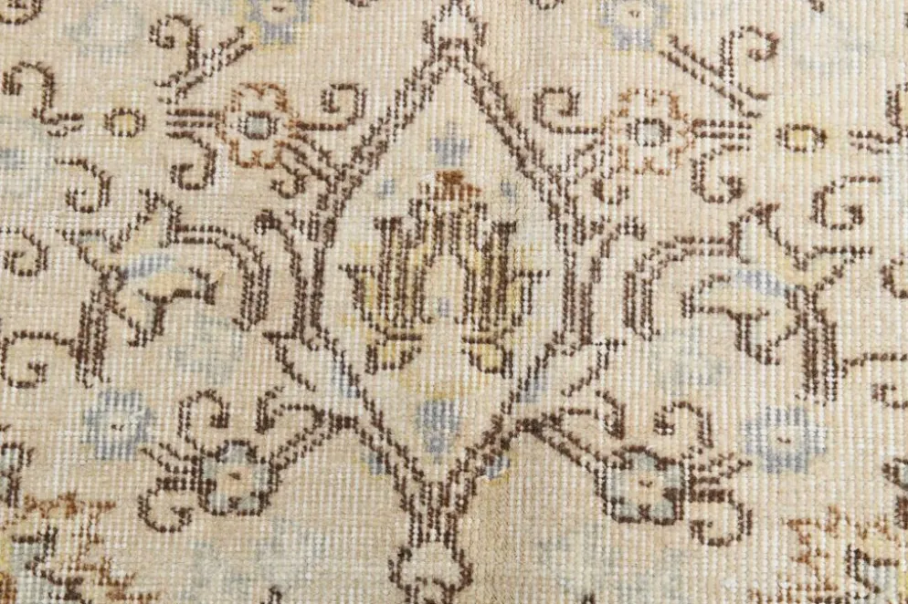 Tapis turc vintage beige, motif floral, tapis de salon classique, 170x275 cm