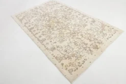 Tapis turc vintage beige, motif floral, tapis de salon classique, 170x275 cm