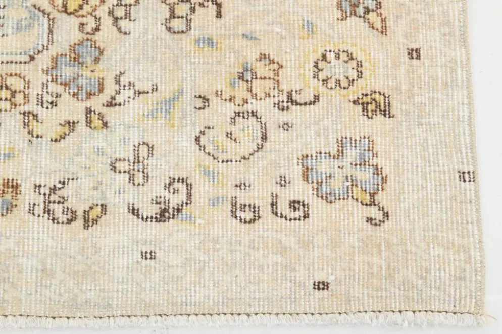 Tapis turc vintage beige, motif floral, tapis de salon classique, 170x275 cm