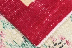 Tapis turc vintage floral rouge rubis, tapis en laine fait main, 202x309 cm