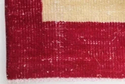 Tapis turc vintage floral rouge rubis, tapis en laine fait main, 202x309 cm