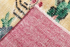 Tapis turc vintage floral rouge rubis, tapis en laine fait main, 202x309 cm
