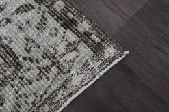 Tapis turc vintage ivoire et brun à motifs floraux, noué main, 155 x 247 cm