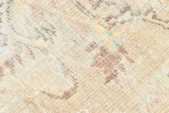 Tapis turc vintage, laine patinée beige et bleu aqua pâle, 192x295 cm