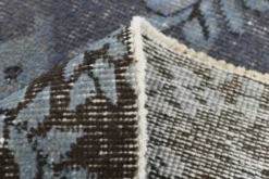 Tapis turc vintage surteint, tapis en laine bleu gris, 164x258 cm