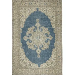 Tapis turc vintage. Tapis en laine noué à la main avec motif médaillon.