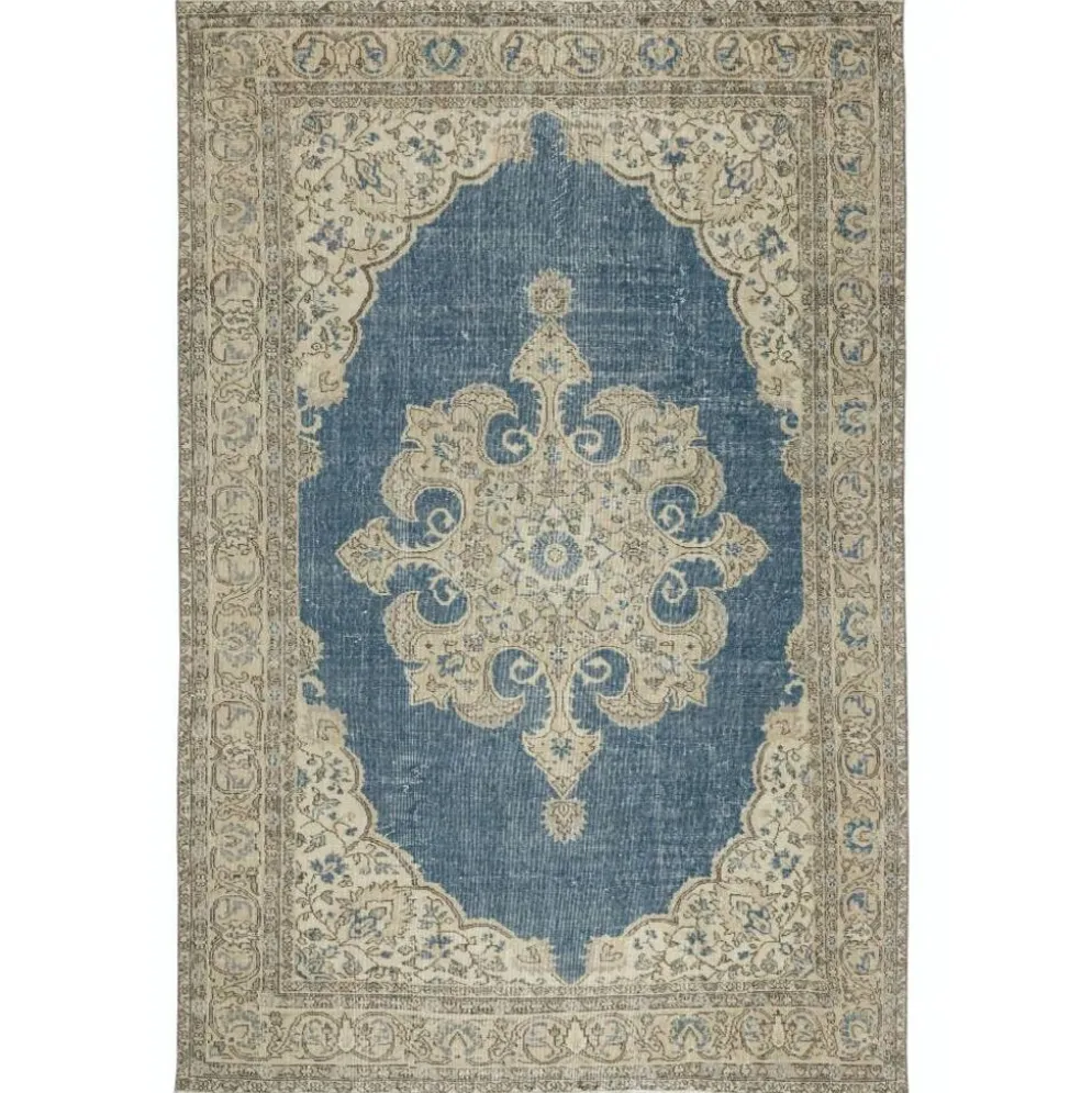 Tapis turc vintage. Tapis en laine noué à la main avec motif médaillon.