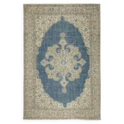 Tapis turc vintage. Tapis en laine noué à la main avec motif médaillon.