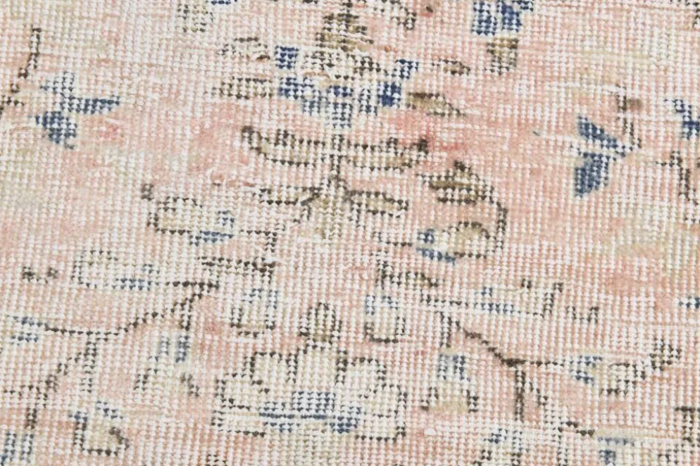 Tapis vintage anatolien floral tout en rose blush 7x10, 215x304 cm
