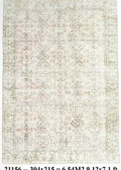 Tapis vintage anatolien floral tout en rose blush 7x10, 215x304 cm