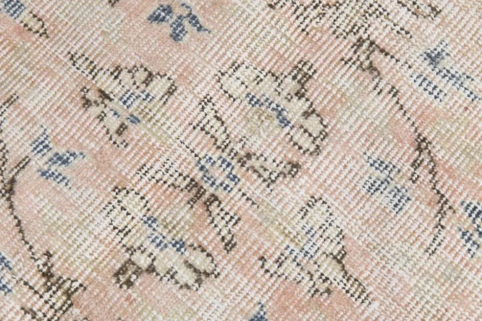 Tapis vintage anatolien floral tout en rose blush 7x10, 215x304 cm