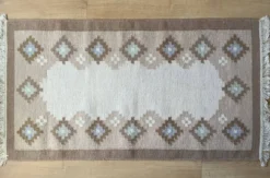 Tapis vintage en laine tissée à plat, style scandinave, années 1970