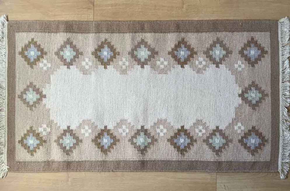 Tapis vintage en laine tissée à plat, style scandinave, années 1970