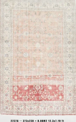 Tapis vintage floral rose blush et pêche 8x12, tapis pour salon.