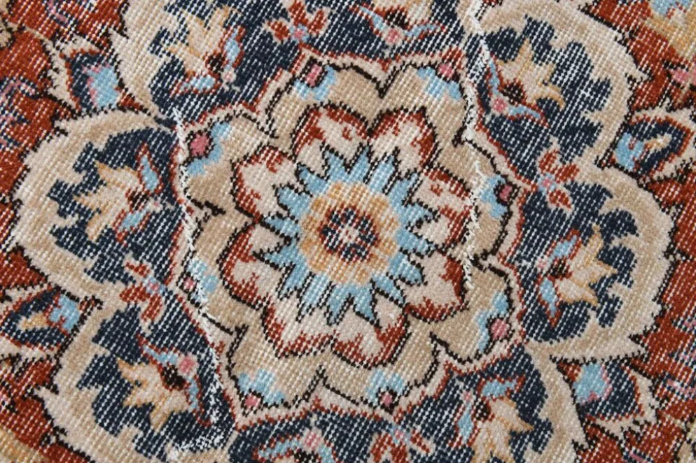 Tapis vintage médaillon, tapis vintage unique en son genre, tapis turc marron rouge