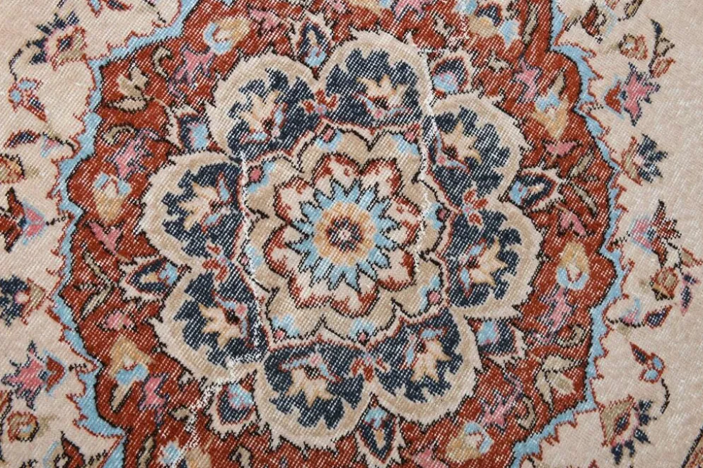 Tapis vintage médaillon, tapis vintage unique en son genre, tapis turc marron rouge
