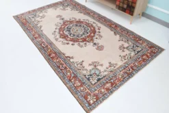 Tapis vintage médaillon, tapis vintage unique en son genre, tapis turc marron rouge