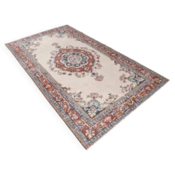 Tapis vintage médaillon, tapis vintage unique en son genre, tapis turc marron rouge