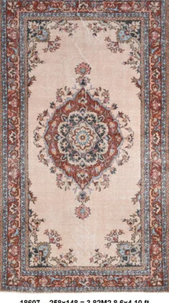 Tapis vintage médaillon, tapis vintage unique en son genre, tapis turc marron rouge