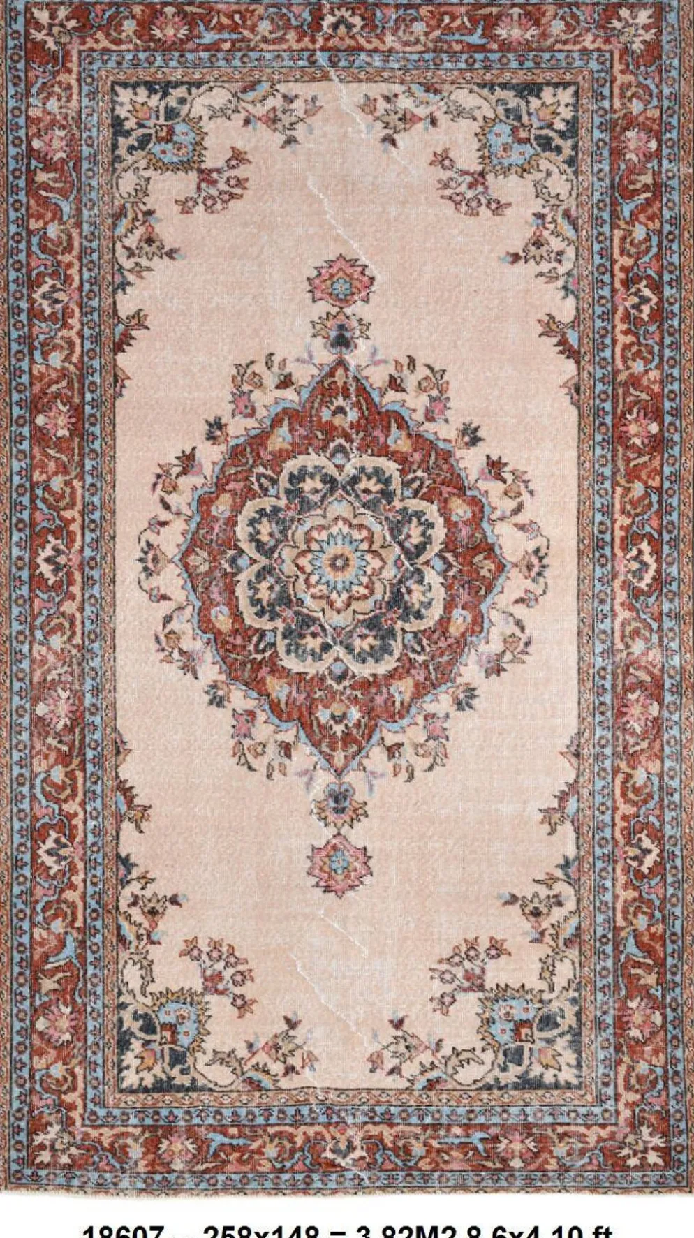 Tapis vintage médaillon, tapis vintage unique en son genre, tapis turc marron rouge