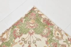 Tapis vintage à motif floral beige et vert 4x7, tapis anatolien, 113x207 cm