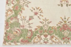 Tapis vintage à motif floral beige et vert 4x7, tapis anatolien, 113x207 cm