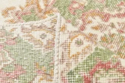 Tapis vintage à motif floral beige et vert 4x7, tapis anatolien, 113x207 cm