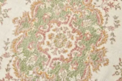 Tapis vintage à motif floral beige et vert 4x7, tapis anatolien, 113x207 cm