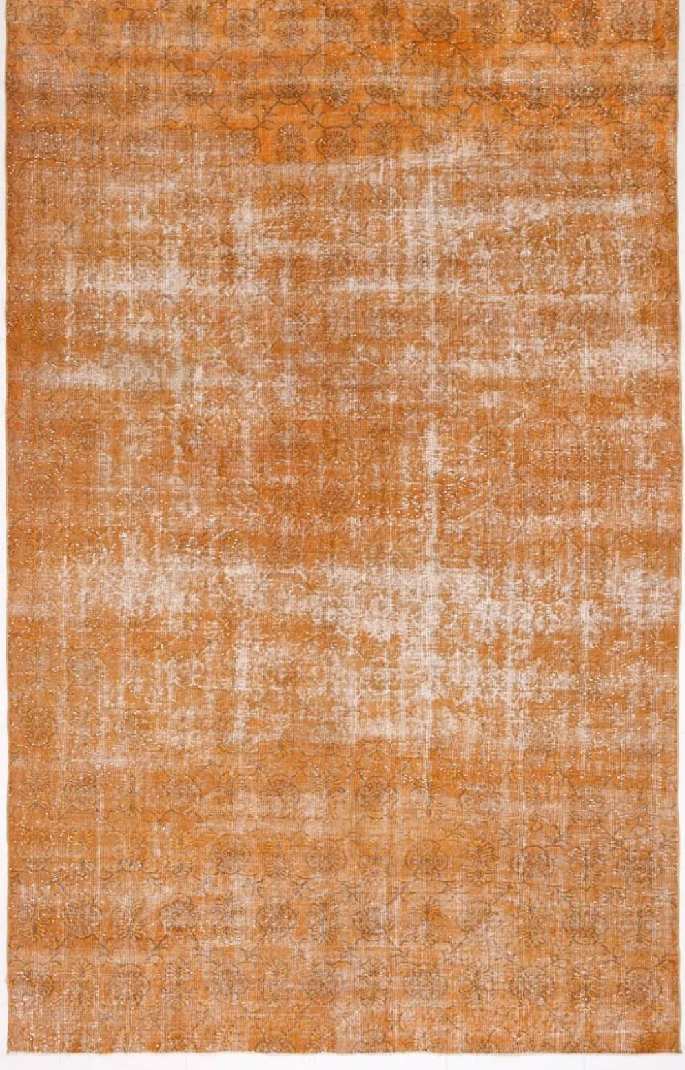 Tapis Vintage Orange Ocre Patiné, Style Bohème Chic
