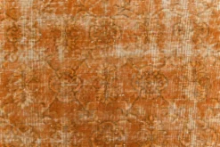 Tapis Vintage Orange Ocre Patiné, Style Bohème Chic