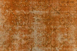 Tapis Vintage Orange Ocre Patiné, Style Bohème Chic