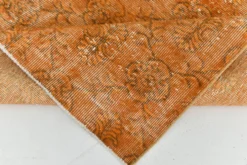 Tapis Vintage Orange Ocre Patiné, Style Bohème Chic