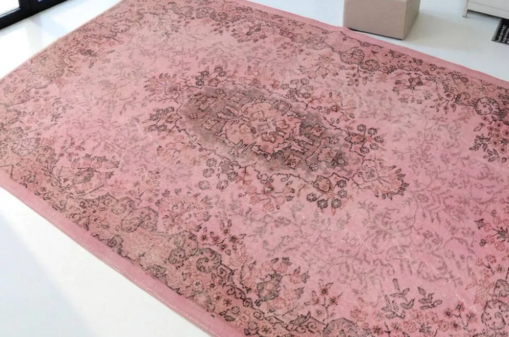 Tapis vintage Oushak rose de décoration intérieure sku 2530