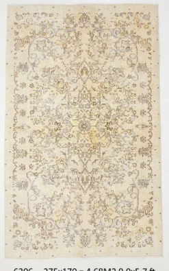 Tapis vintage turc beige doux de ferme 6x9, 170x275 cm