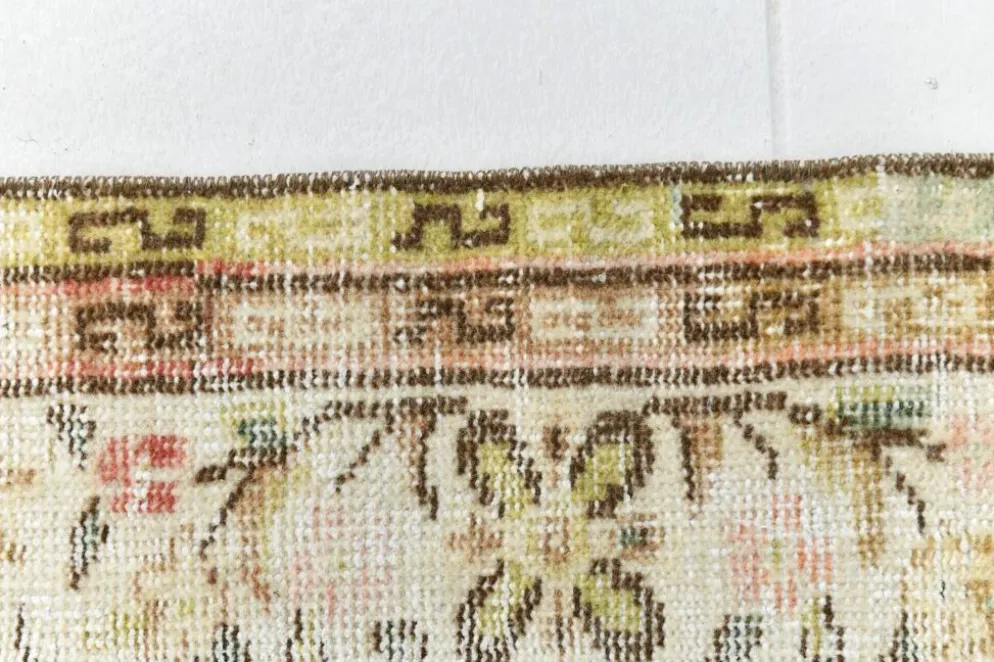 Tapis Vintage Turc Crème, Médaillon Floral, Style Shabby Chic, 150x250Cm